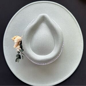 Sage Green Rancher Hat with Floral Accent